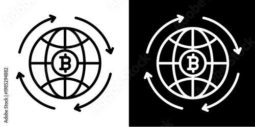 Crypto Global Network Icon Set White Style Collection