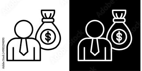 Savings Account Icon Set White Style Collection