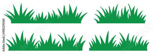 Set of grass silhouette vector icons with seed heads, natural plant design, landscaping, botanical illustration, gardening, nature, black art.