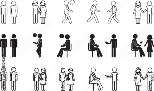 Stick figure people illustrations showing different interactions and poses.