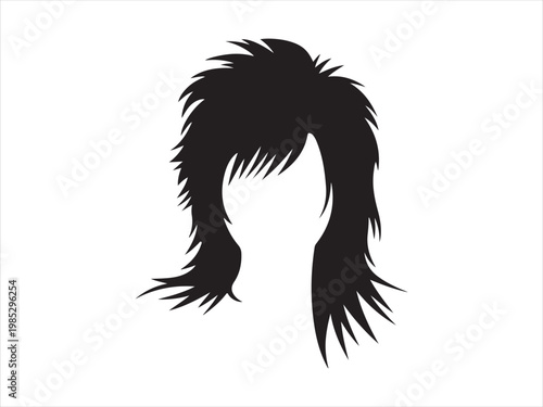 Messy Shaggy Hair Silhouette, Modern female shag haircut silhouette vector isolated on white background