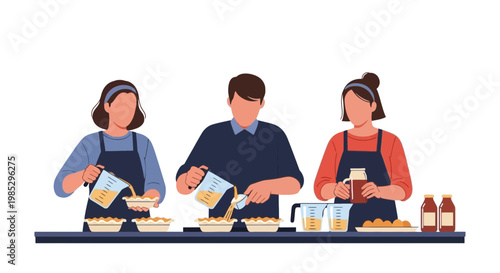 Young People Cooking and Preparing Food in a Modern Kitchen