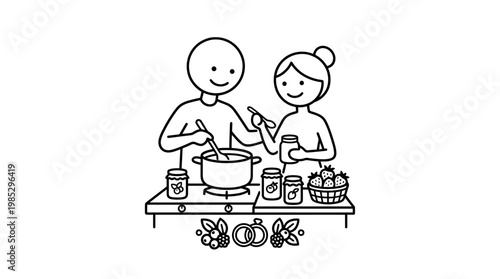 Couple Making Homemade Jam Together