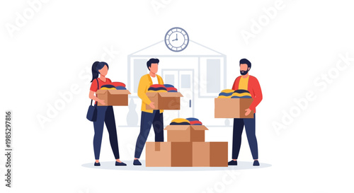 People Loading Boxes in Warehouse for Moving or Storage