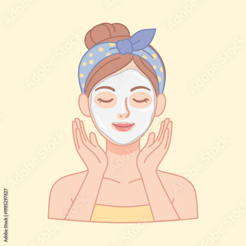 Woman with Facial Mask and Headband