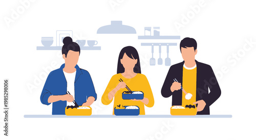 Young People Cooking Together in Modern Kitchen