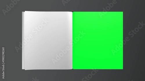 4k 3D Flipping book page curl transition animation being flipped over, Opening book video.