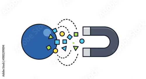 Magnet Attracting Colorful Shapes.