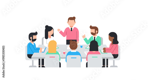 Diverse group of people meeting.