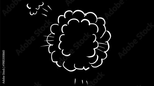 2d Animation motion graphics drawing of a cloud of dust with human fist punching fighting on white, black and green screen in 4K ultra-high-definition.