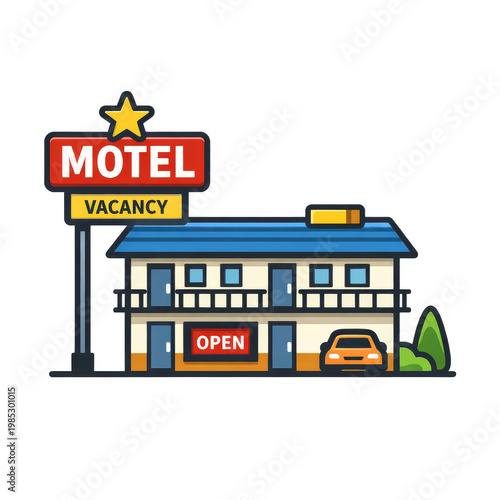 illustration of a motel for vacancy 