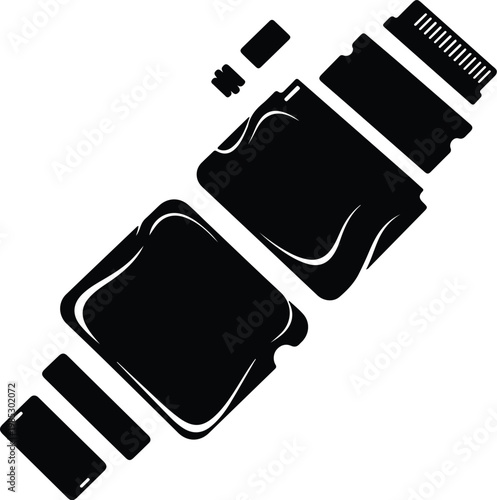 Silhouette of a disassembled modern smartwatch with electronic components vector design