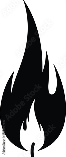 Silhouette of a stylized fire flame for hot energy vector design