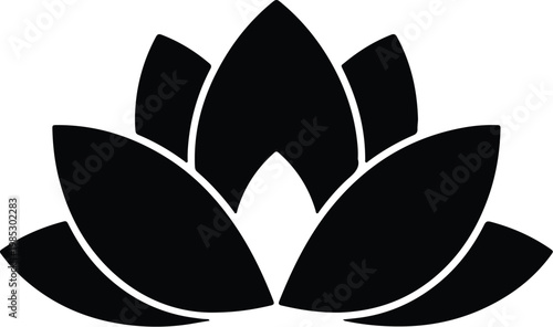 Silhouette of a stylized lotus flower bloom for spa vector design