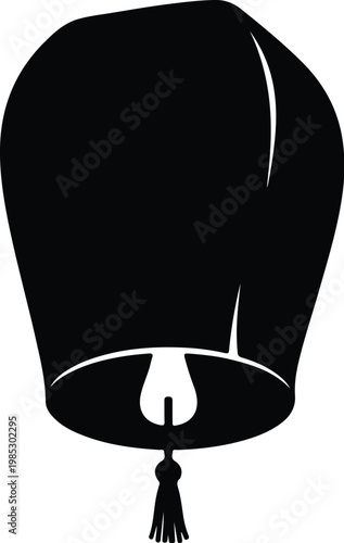 Silhouette of a traditional Chinese paper lantern with tassel vector design