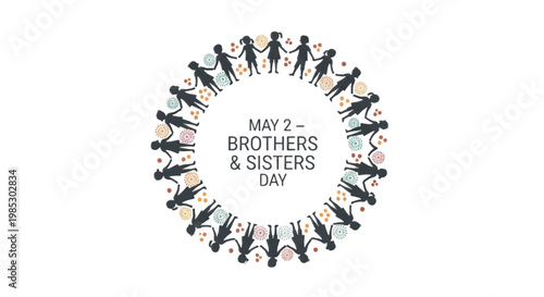 Brothers and Sisters Day, Family Unity Circle, People Silhouettes, May 2nd Celebration
