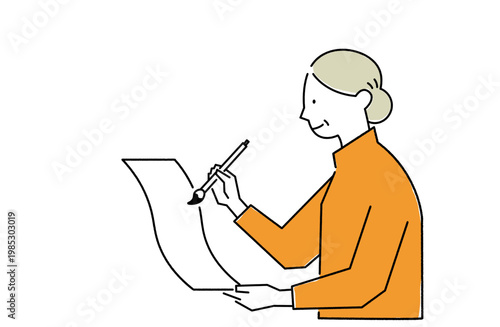 穏やかな表情で短歌や俳句などの創作を楽しむ初老の女性