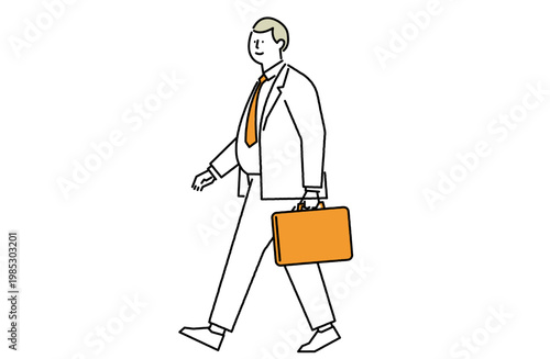 ちょっとお腹が出ているメタボ気味なサラリーマンの線画イラスト