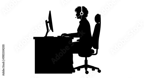 Person wearing headset sitting at desk.
