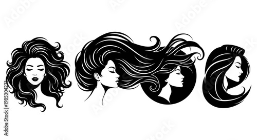 Black and white women hairstyle illustrations.