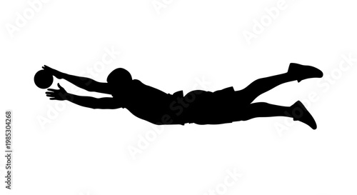 Man playing volleyball in mid air.