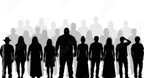Silhouettes of people standing together.