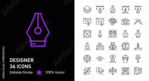 Purple Pen Nib Icon Design Element.