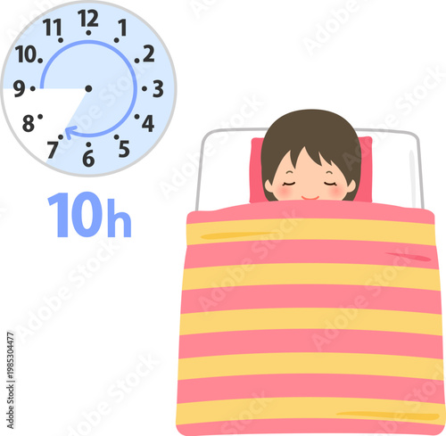 夜9時から朝7時まで10時間睡眠をとる女の子