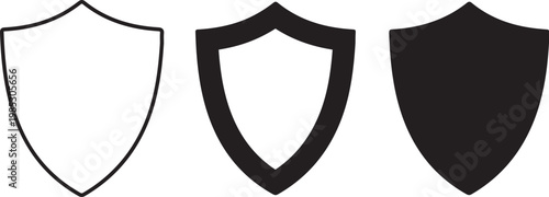 Shield Security and Protection Icons Representing Safety Defense and Data Privacy Concepts