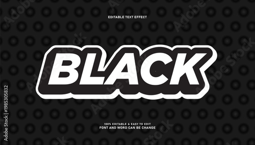 Tableau sur toile Modern Bold Black and White Editable Text Effect with 3D Layered Style