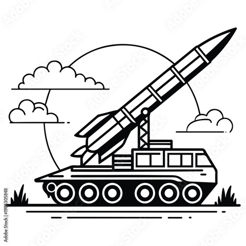 Missile Launcher Outline Silhouette Rocket Weapon System