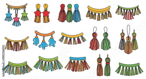 Hand-drawn Decorative Tassels and Ornaments Collection
