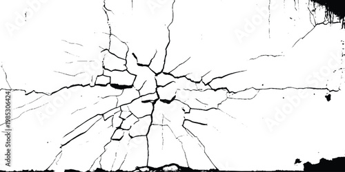 Parched soil surface during extreme heat and aridity. Fissured dry mud surface under environmental stress.