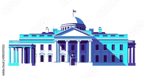 White House Illustration - Government Building, Presidential Residence, USA Landmark
