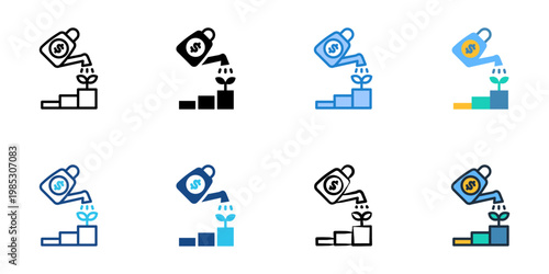Venture capital icons set multiple style collection. Editable stroke 
