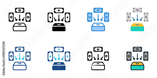 Crowdfunding icons set multiple style collection. Editable stroke 

