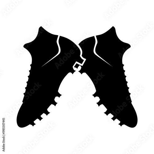 Black cleats soccer shoes, athletic footwear, sports icons, vector cleats