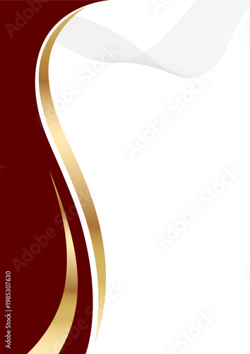 Elegant Abstract certificate background Design with Flowing Gold and Maroon Waves.