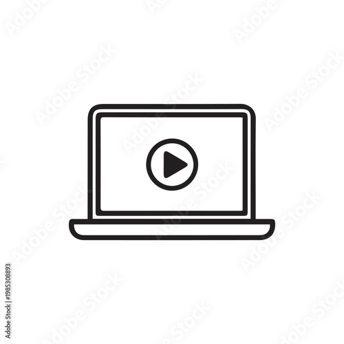 Free Download Modern laptop icon showing a play button for video streaming and online media - GFXLoad