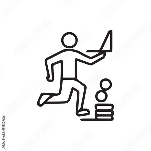 Fotografie A determined person swiftly moving with a laptop towards financial success and g