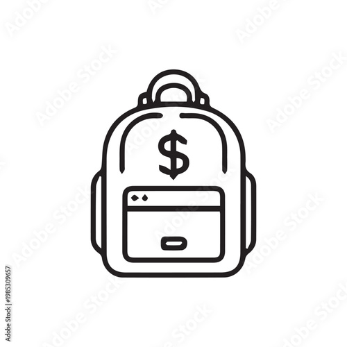 Backpack with a dollar sign representing educational finance and student funding