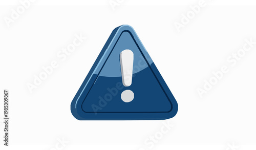 3D dark blue warning triangle with exclamation mark vector isolated on white safety alert symbol
