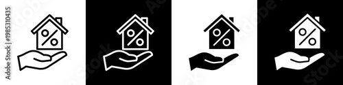 Affordable Housing black and white icon design concept