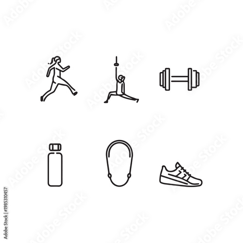 Essential Fitness Workout Icons Collection for Active Lifestyle and Healthy Habits