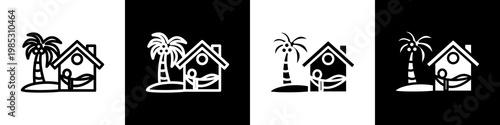 Vacation Homes black and white icon design concept