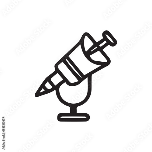 Stylish Lab Injector Outline Icon for Medical or Scientific Applications