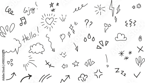 Collection of handwritten mathematical equations and symbols on white background