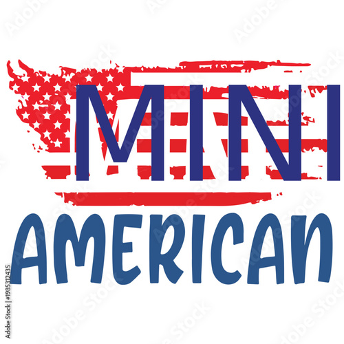 Mini American Grunge Typography – Distressed USA Style Design for Kids 4th of July Shirt