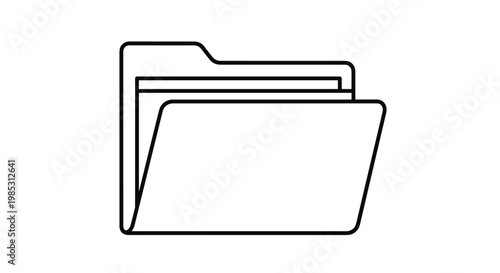 Simple outline icon of an open office folder represents digital document storage and organizational file management.