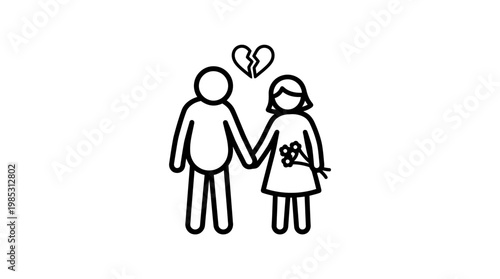 Couple with Broken Heart Symbolizing Relationship Problems